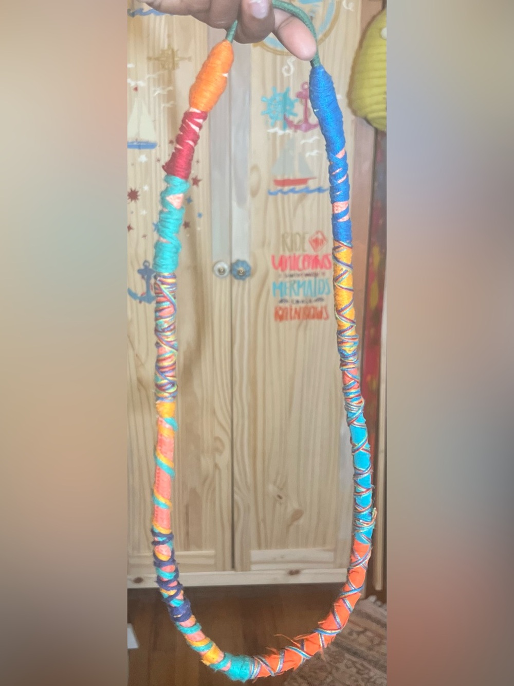 Ten Thousand Villages Handwrapped Colorful Yarn-Wrapped Necklace (Long)